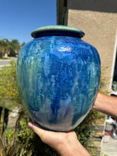 Load image into Gallery viewer, Crystalline Pottery Decorative Jar or Vase with Lid
