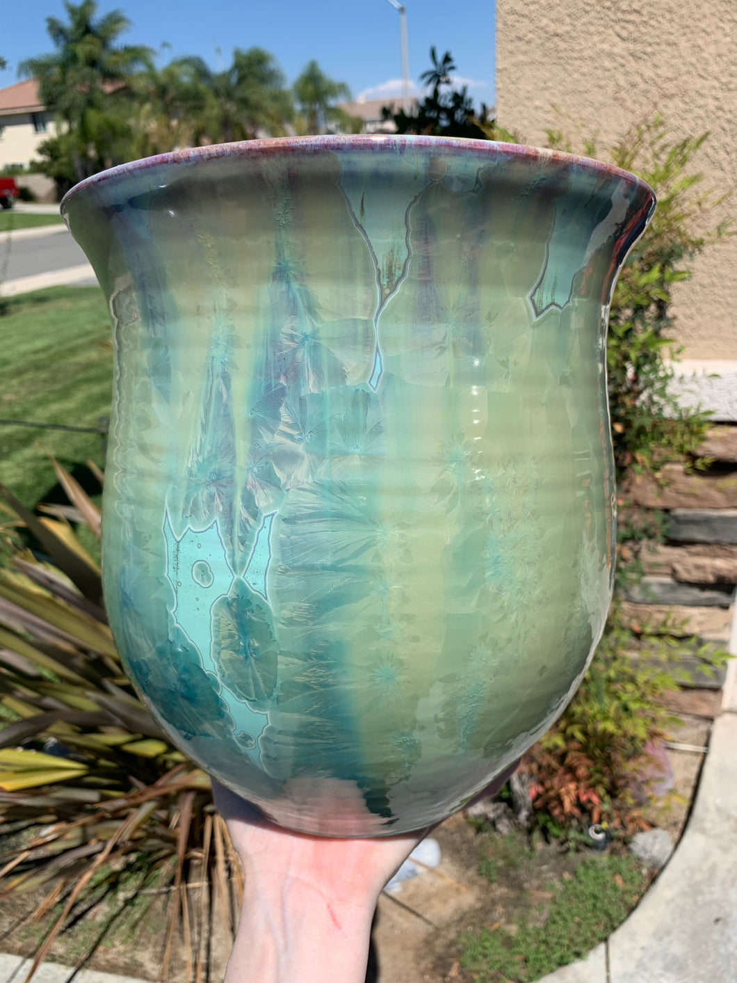 Ceramic Plant Pot Handmade Crystalline Glazed Extra Large Planter